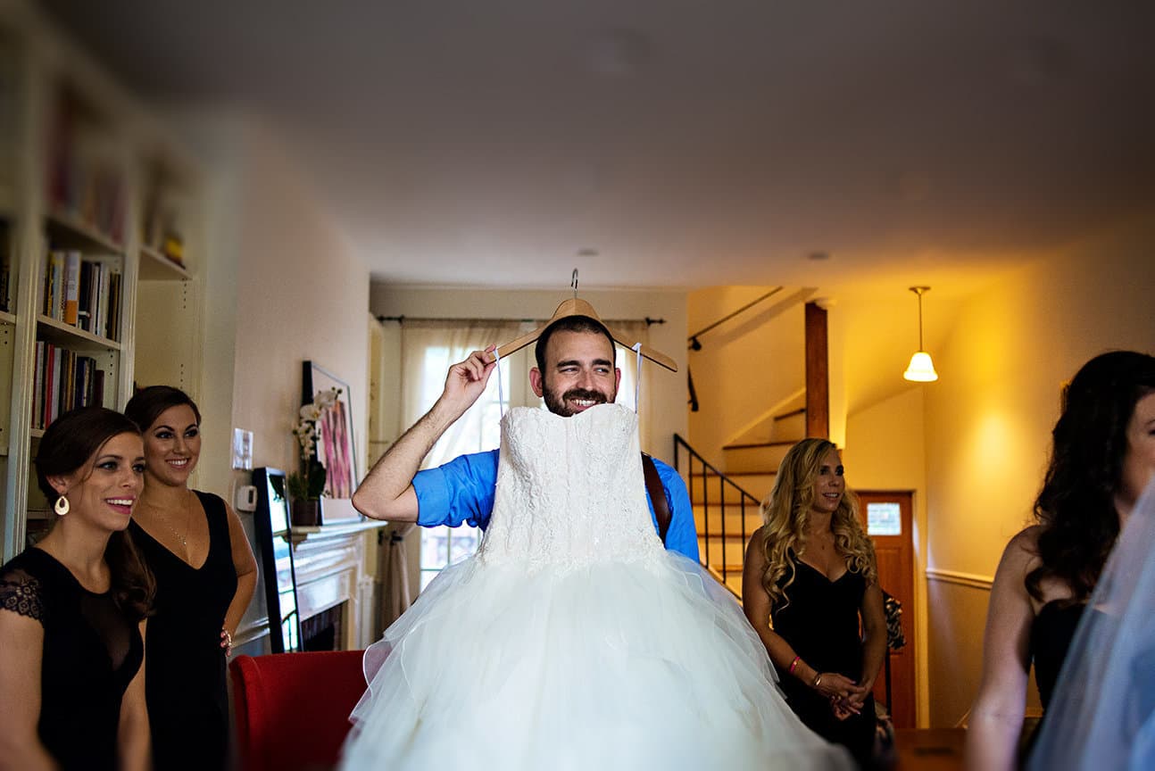 A bride in her dress before the ceremony
