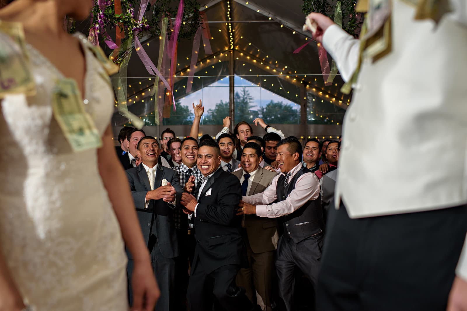 A couple celebrating on their wedding day